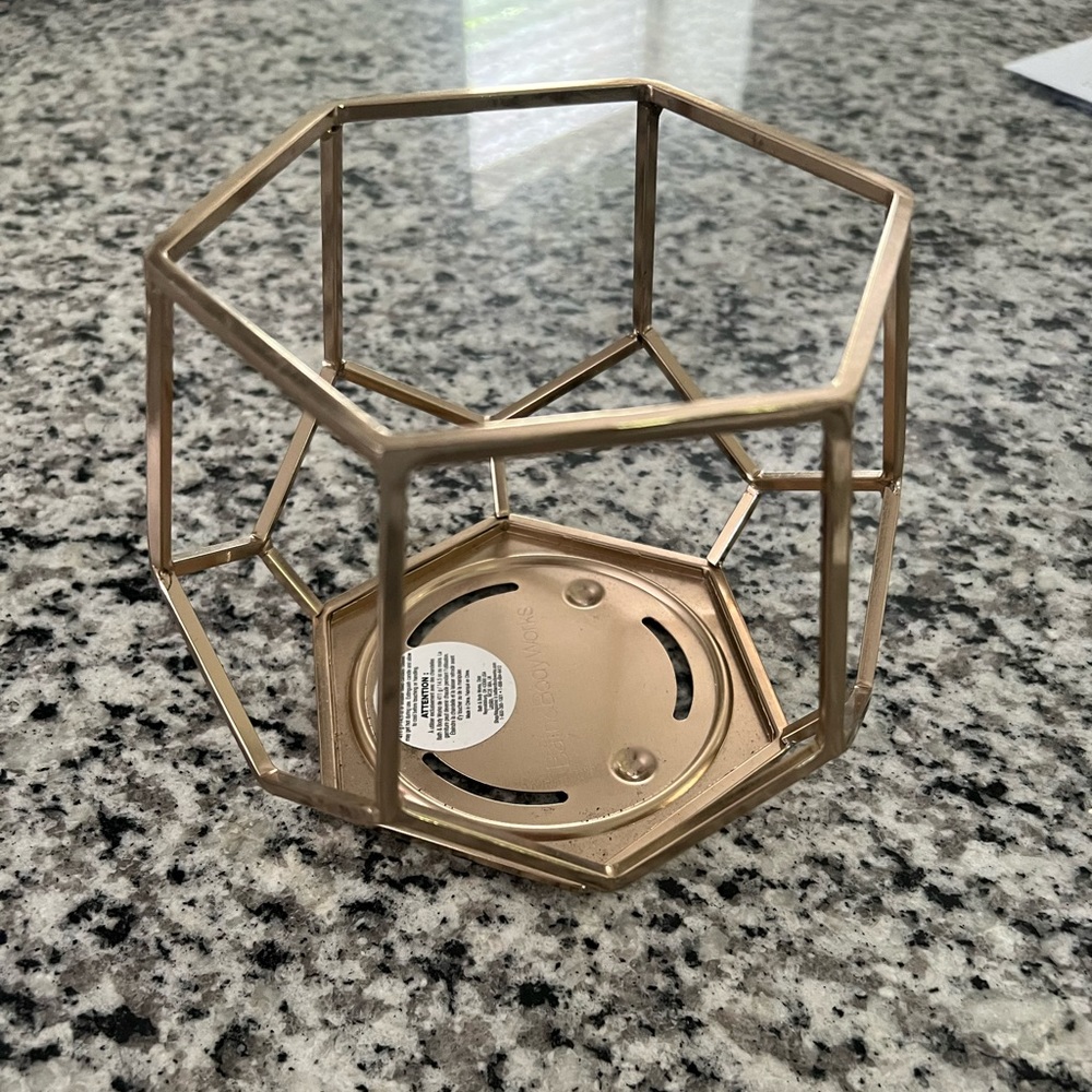 Bath and Body Works 3 wick Gold Candle Holder